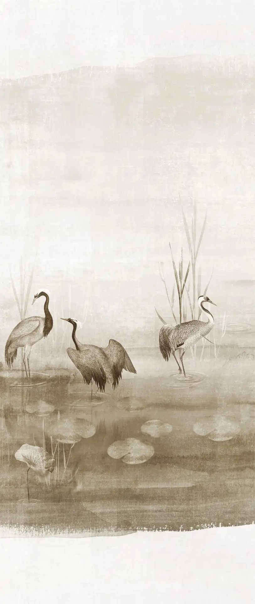 Waterside sand, col. 3 - Blätter - Bäume - Landschaft - Tapeten mit Vogelmotiven - Tier Tapeten - Braun - Creme - Masureel