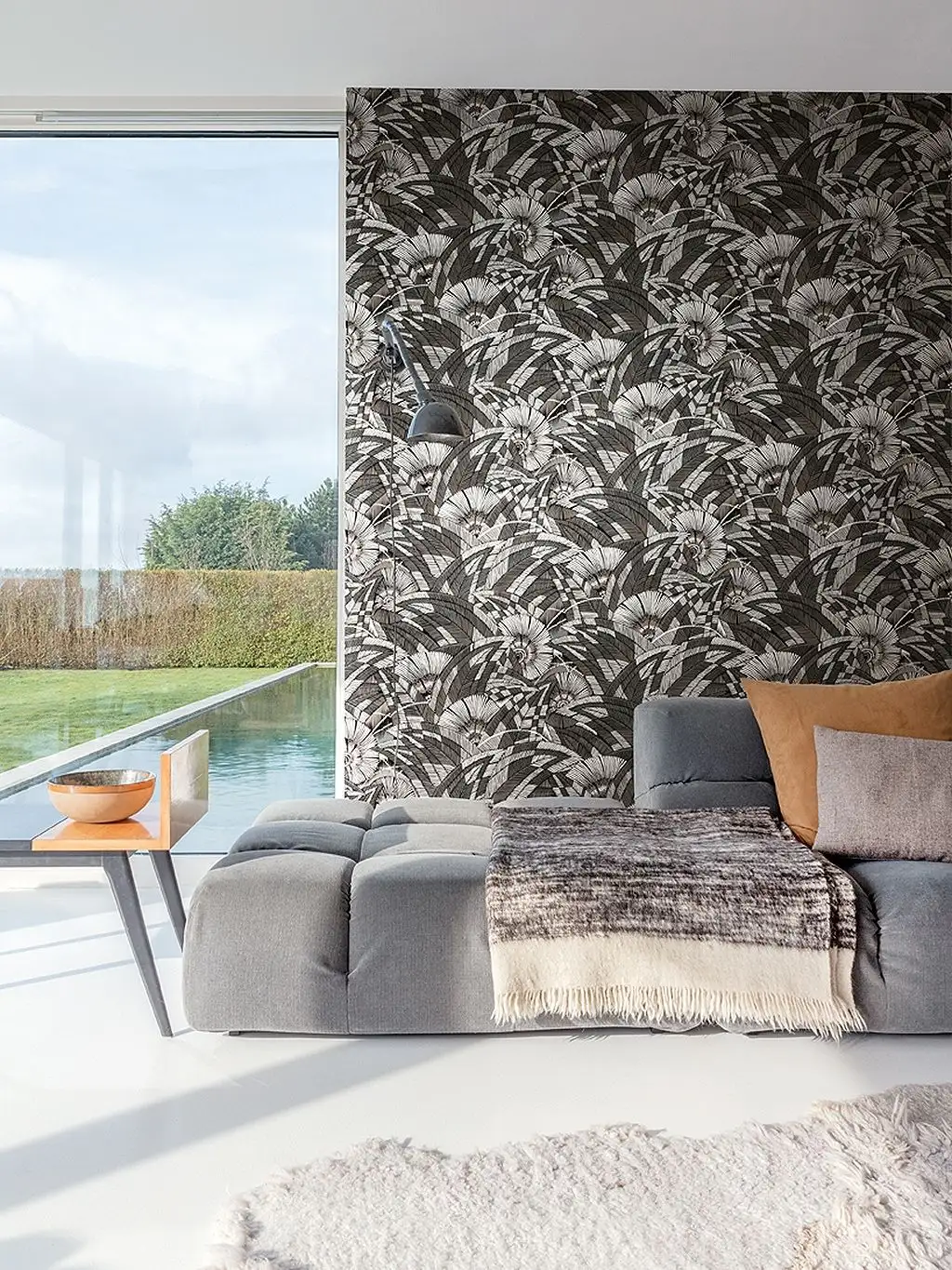 Bali Night - Blätter - Hellbraun - Schwarz - Silber - Masureel