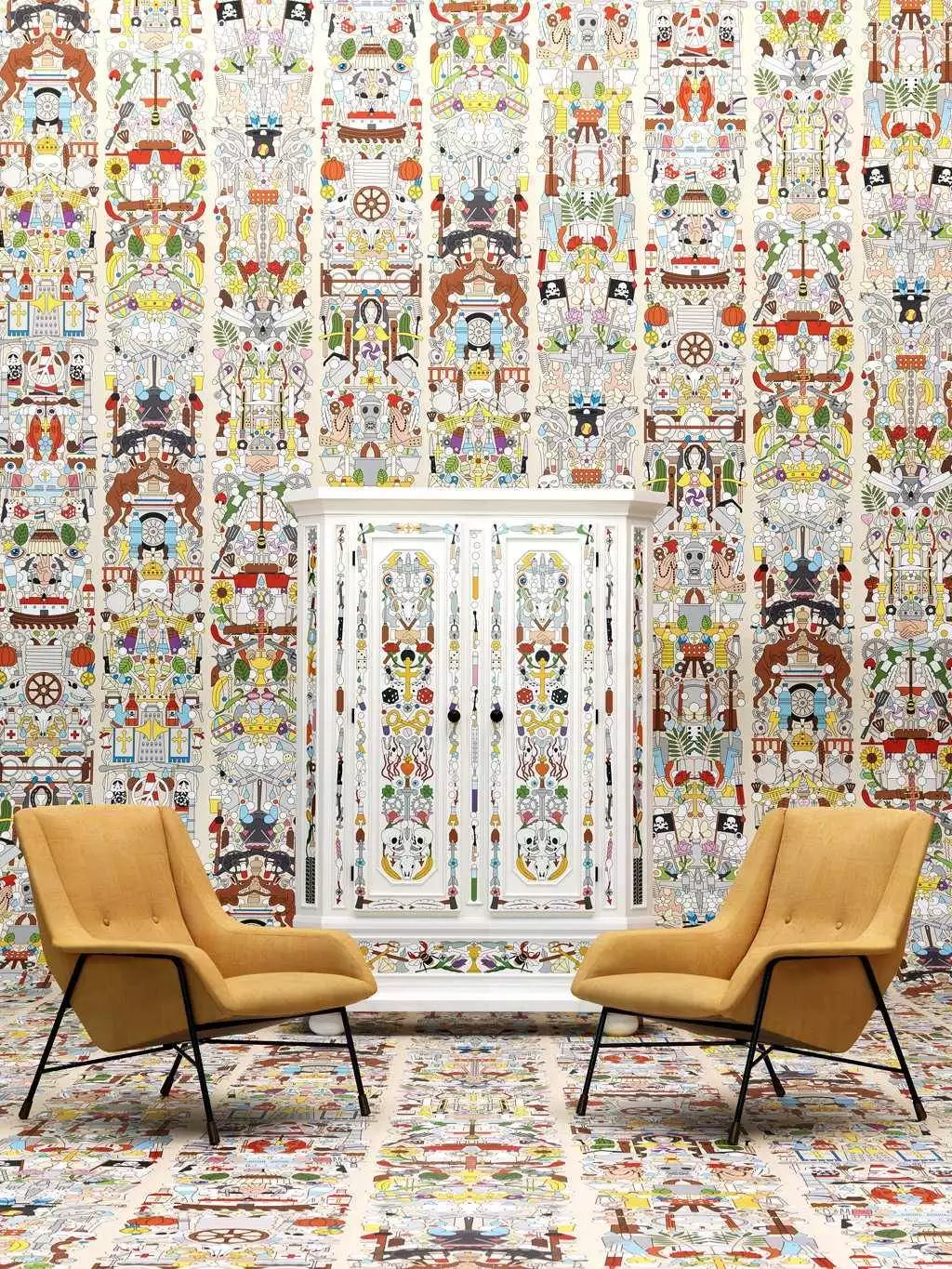 Alt Deutsch - Figuren - Formen - Tier Tapeten - Creme - Multicolor - NLXL