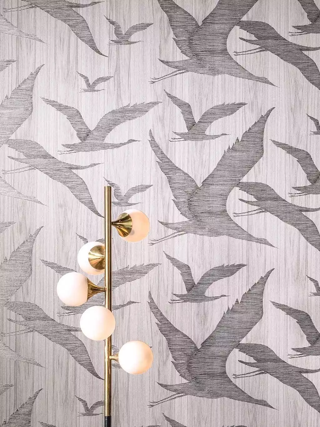 Hover, col. 40 - Tapeten mit Vogelmotiven - Vögel - Anthrazit - Grau - Silber! - Weiß - ARTE