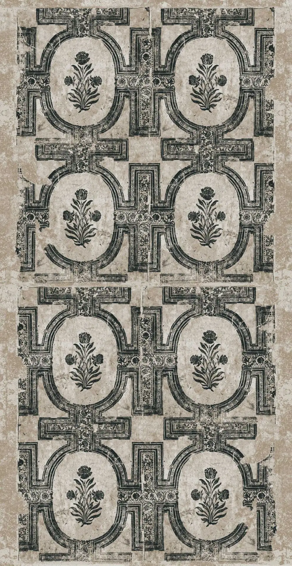 Victor, col.01 - Ornamente Tapeten - Patina - Steinoptik - Grau - Hellbraun - Schwarz - Carlos