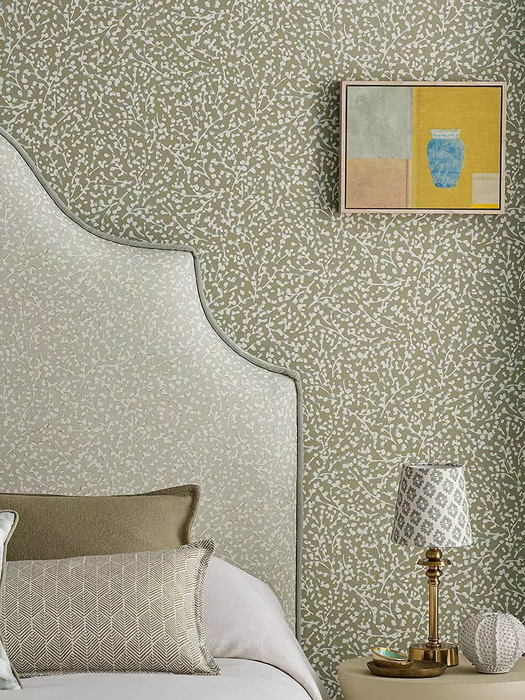Eleni, col. 04 - Blätter - Äste - Creme - Olive - ROMO