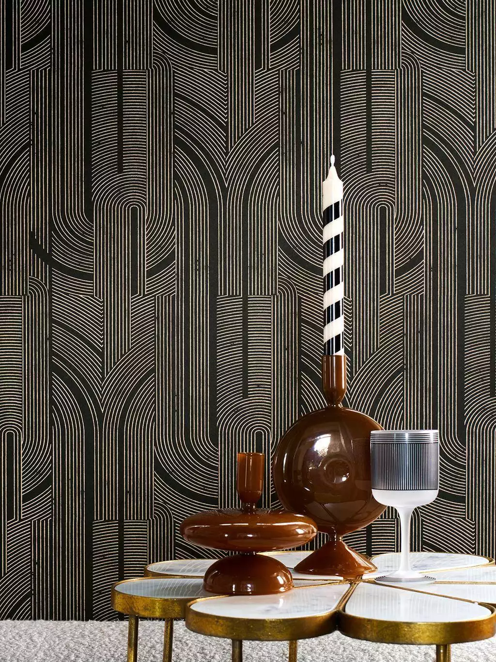 Porte Doree, col. 44 - Grafische Muster - Moderne Muster - Gold - Schwarz - Casamance