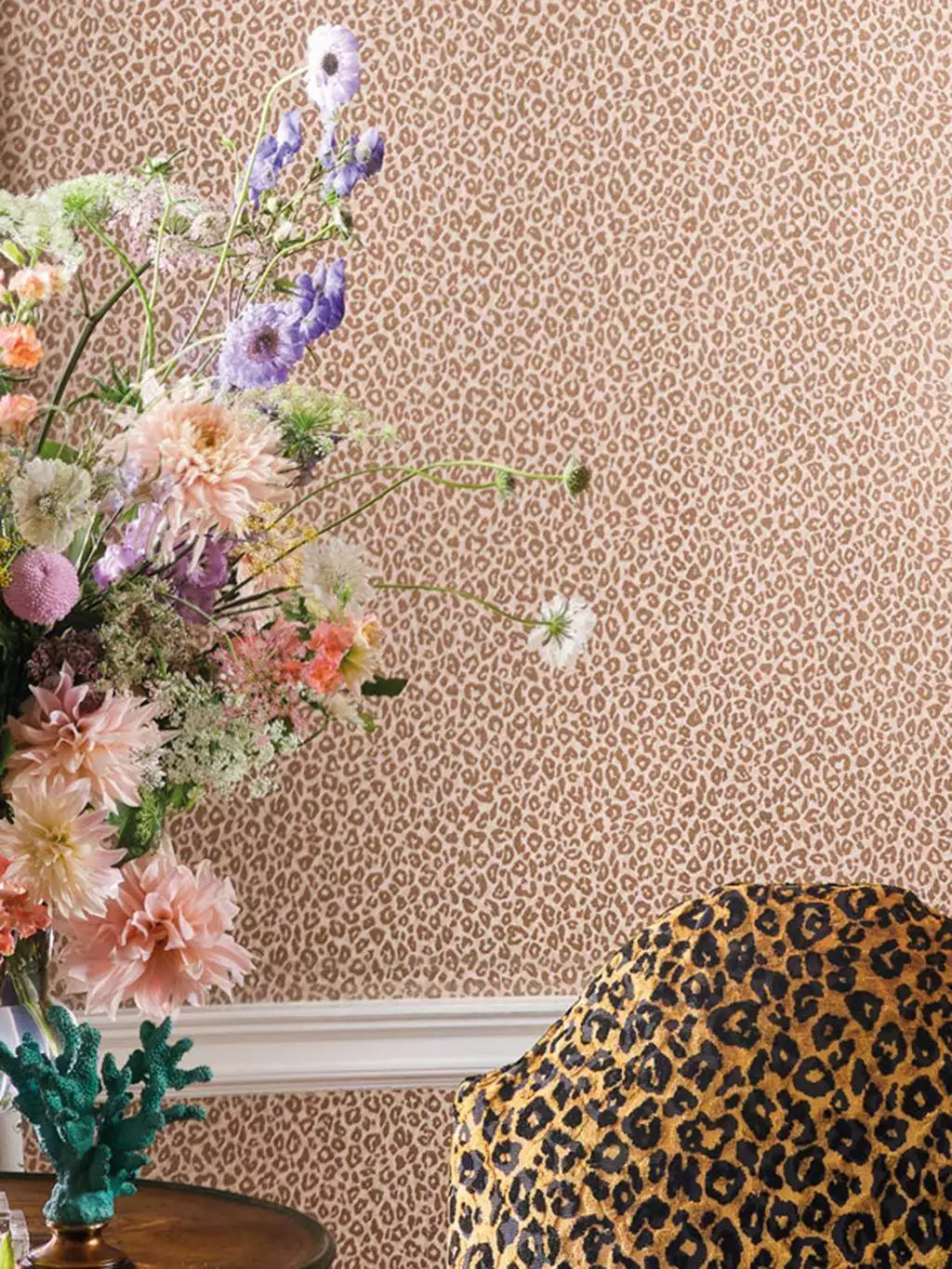 Kitty, col. 05 - Animal Print - Beige - Creme - Gold - Rosa - ROMO